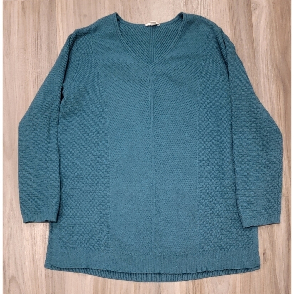 J. Jill teal blue long textured sweater size large